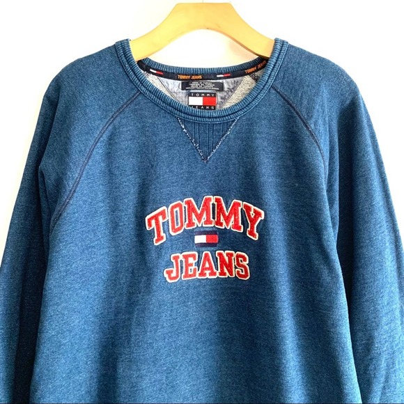 Tommy Hilfiger sweatshirt crewneck denim pullover size L - Picture 8 of 8